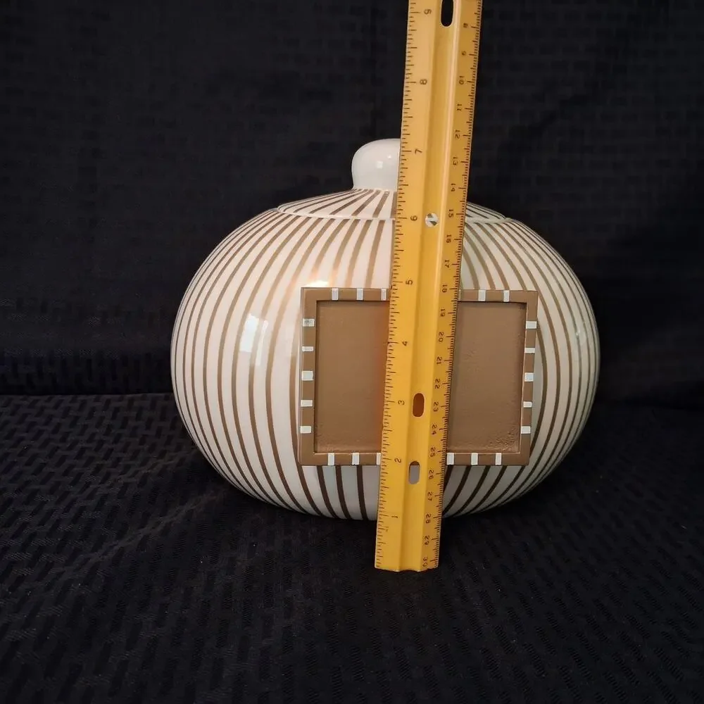 Happy Everything Coton Colors Gold Striped Cookie Jar w/ Frame EUC MINI-JAR-GLD
